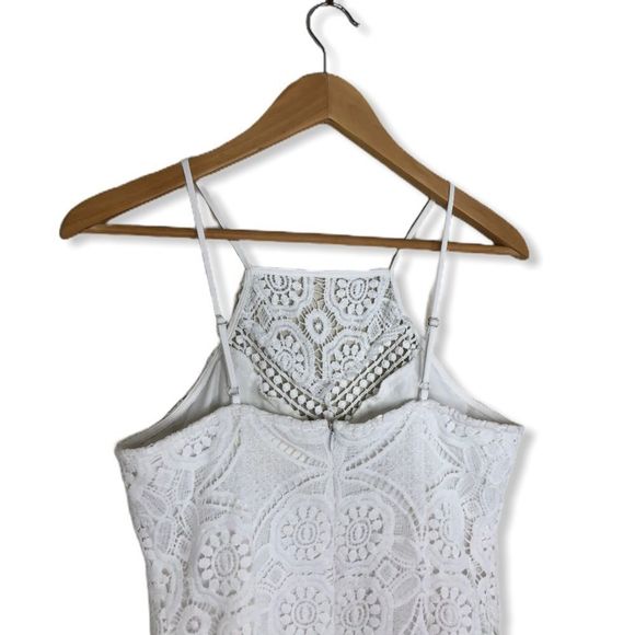 J.O.A White Sleeveless Square Neck Crochet Lace Dress size Medium - Picture 7 of 15